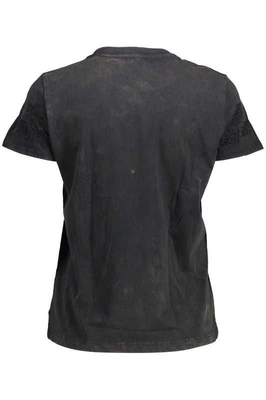 Black Cotton Women T-Shirt