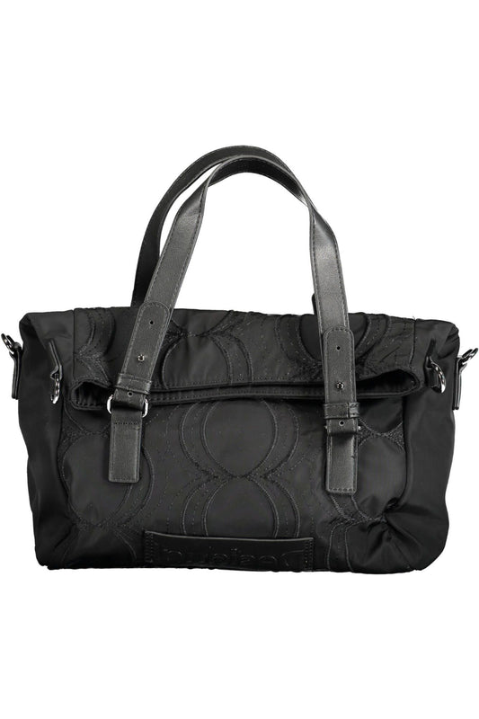 Black Polyester Women Handbag