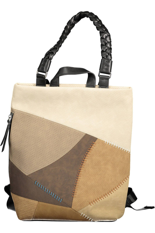 Beige Polyurethane Women Backpack