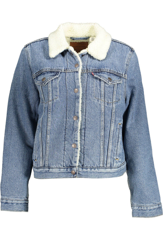 Chic Light Blue Denim Fur Jacket