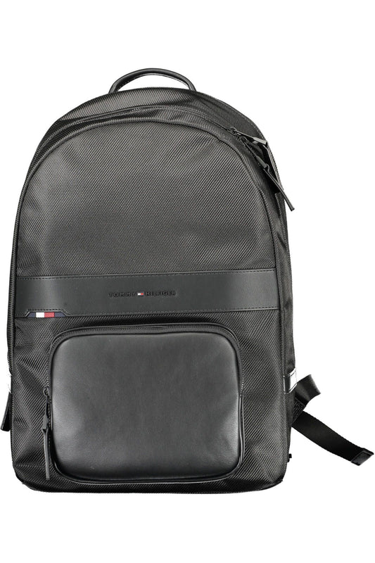 Black Polyester Men Backpack