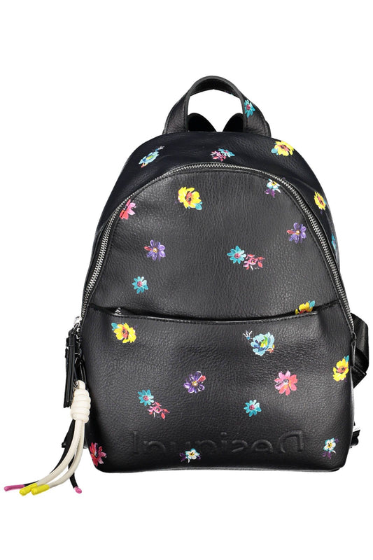 Black Polyurethane Women Backpack