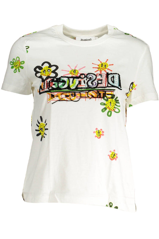 White Cotton Women T-Shirt
