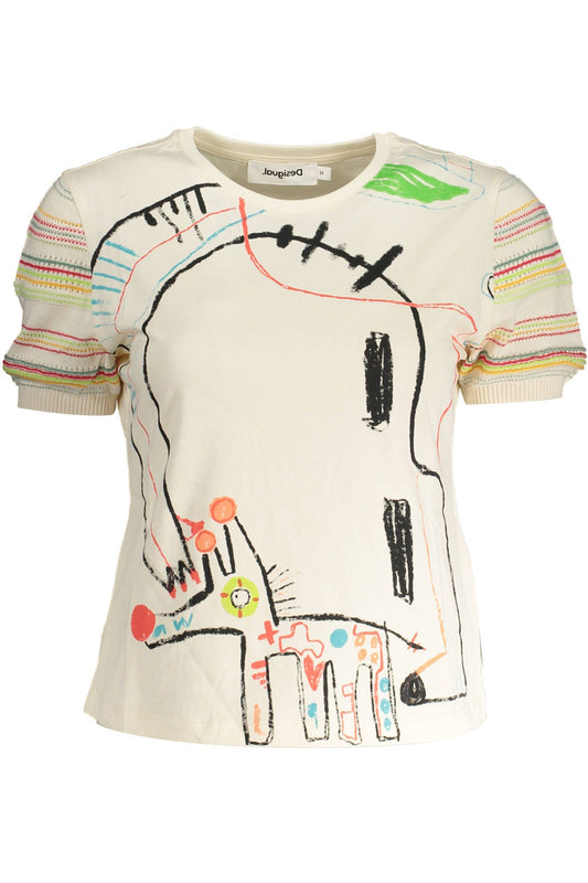 White Cotton Women T-Shirt