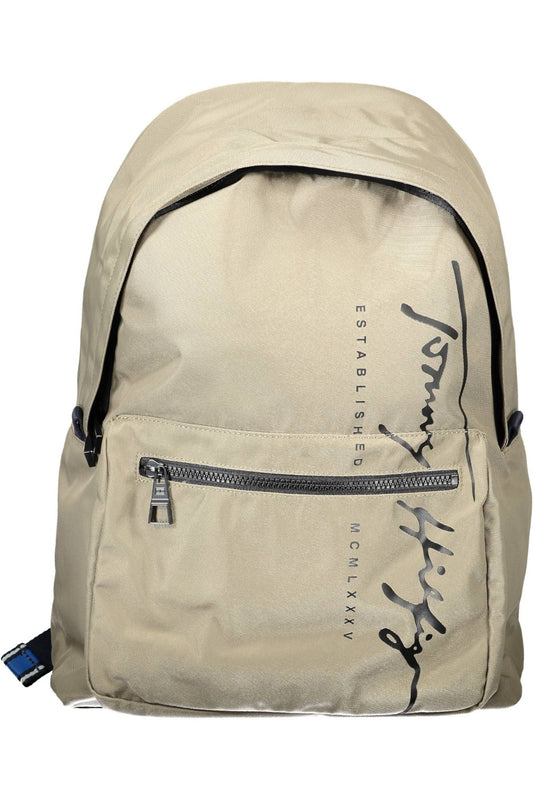 Beige Polyester Men Backpack