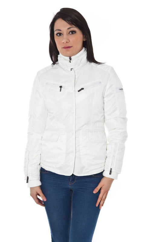 White Polyester Women Jacket