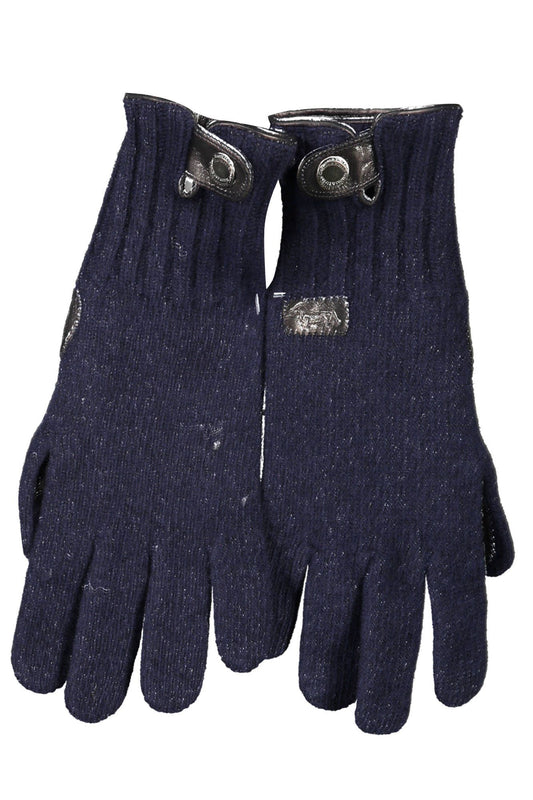 Blue Wool Men Glove