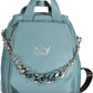 Blue Polyurethane Women Backpack