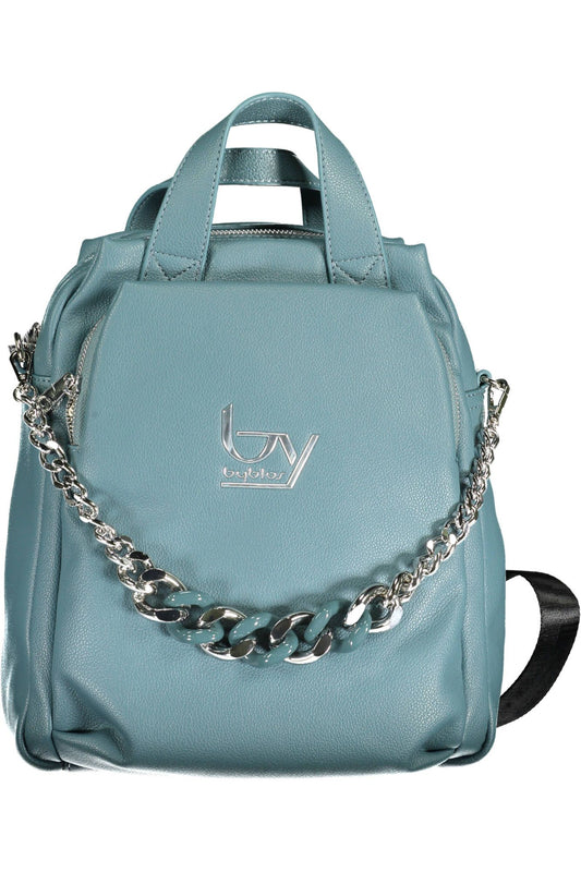 Blue Polyurethane Women Backpack
