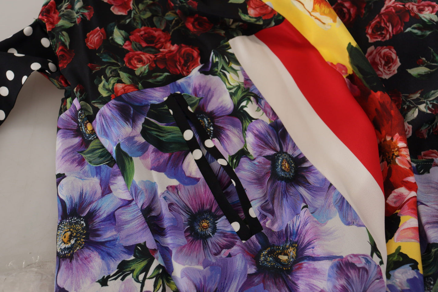 Multicolor Patchwork Silk Kaftan Robe