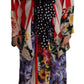 Multicolor Patchwork Silk Kaftan Robe