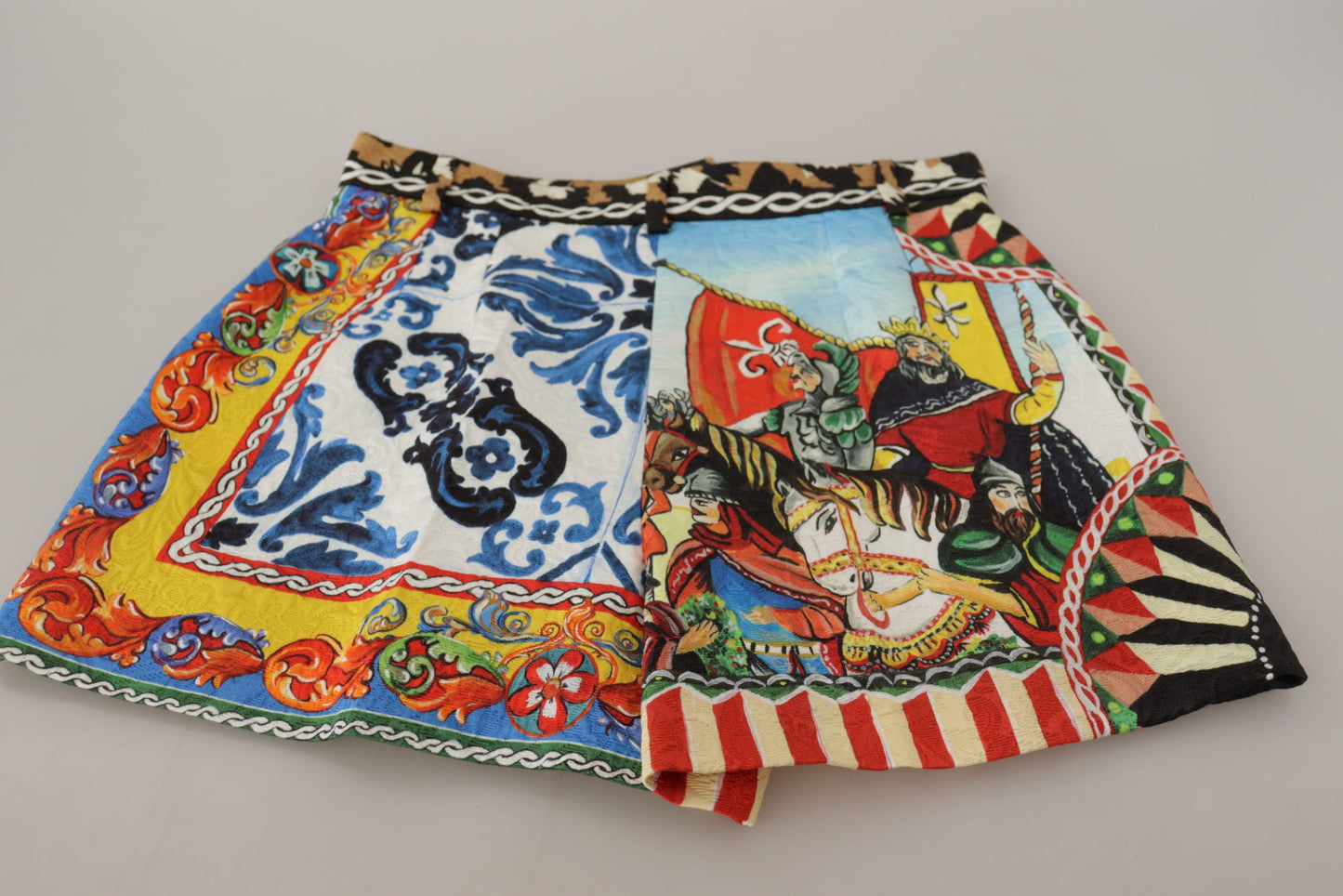High-Waist Majolica Floral Hot Pants