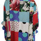 Elegant Multicolor Silk Floral Polka Dot Blouse
