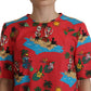 Red Multicolor Beach Motif Cotton T-Shirt
