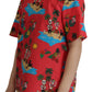 Red Multicolor Beach Motif Cotton T-Shirt