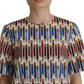 Chic White Pencil Print Short Sleeve Blouse