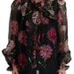 Elegant Floral Silk Scarf Neck Blouse