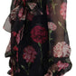 Elegant Floral Silk Scarf Neck Blouse