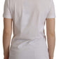 Elegant Short Sleeve Cotton Top with DG Button Detail