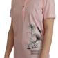 Floral Henley Cotton Tee in Pink