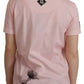 Floral Henley Cotton Tee in Pink