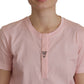 Floral Henley Cotton Tee in Pink