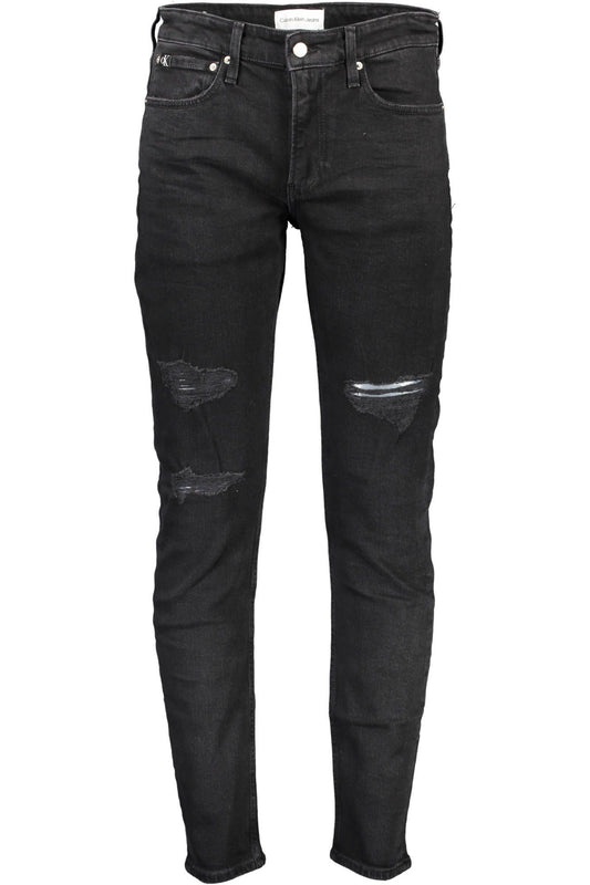 Black Cotton Men Slim Jean
