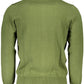 Green Cotton Men Sweater Turtleneck Long Sleeve