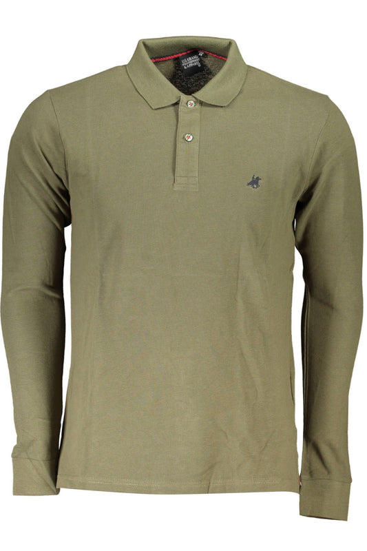Green Cotton Men Polo Shirt