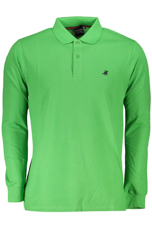 Green Cotton Men Polo Shirt