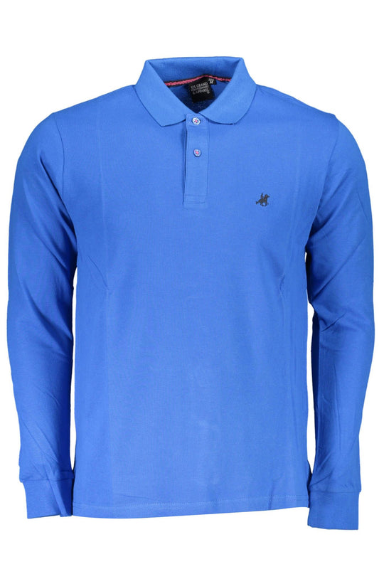Blue Cotton Men Polo Shirt