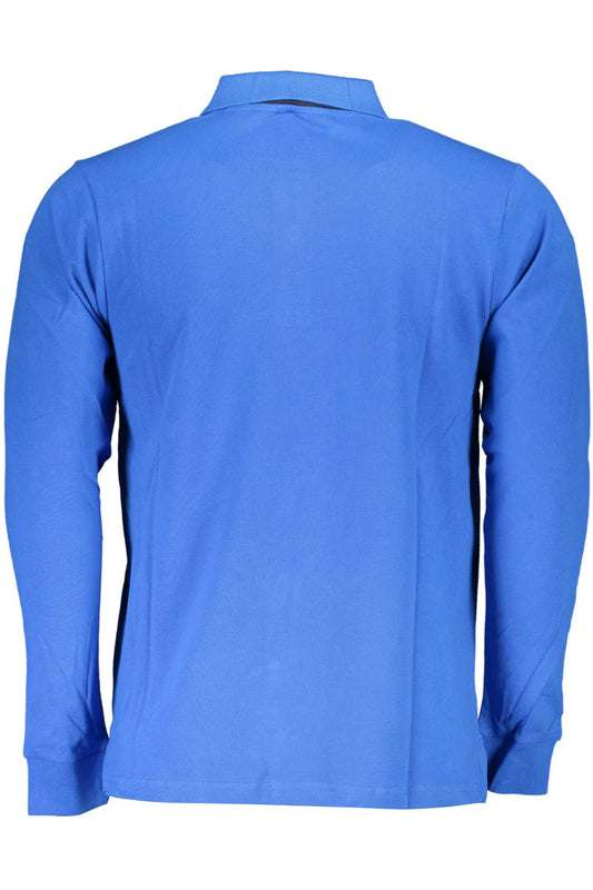 Blue Cotton Men Polo Shirt