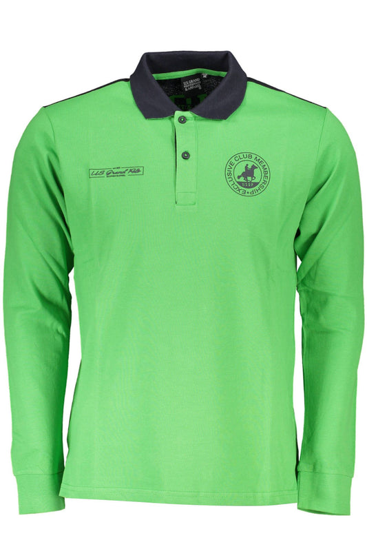 Green Cotton Men Polo Shirt