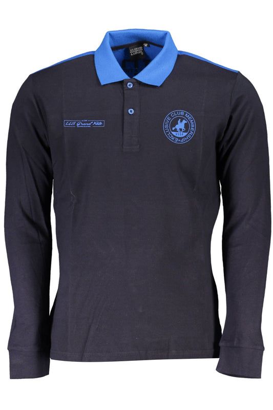 Blue Cotton Men Polo Shirt