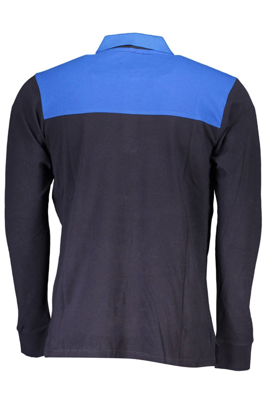 Blue Cotton Men Polo Shirt