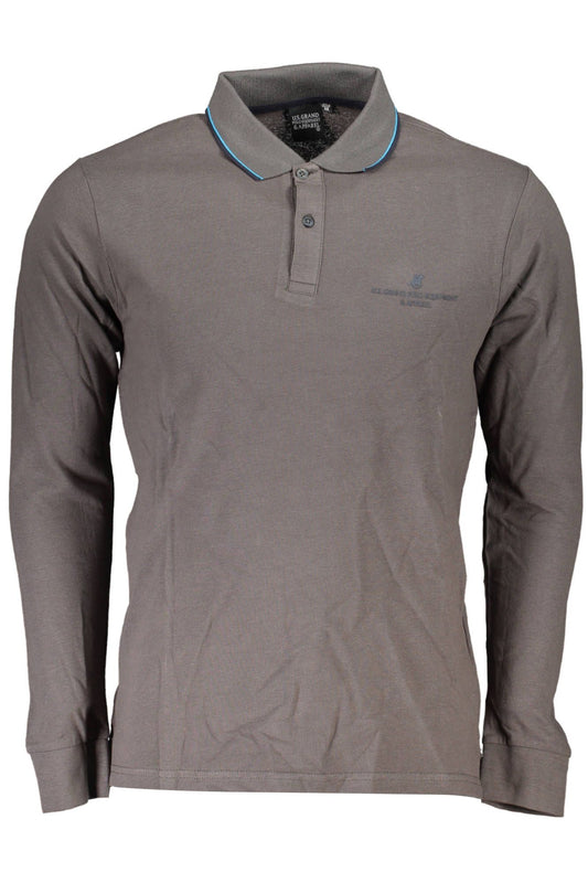 Gray Cotton Men Polo Shirt