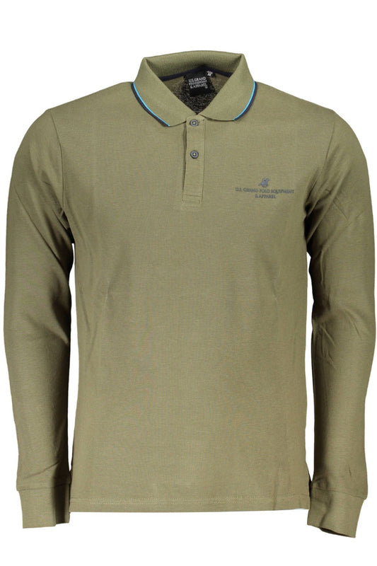 Green Cotton Men Polo Shirt