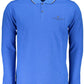 Blue Cotton Men Polo Shirt