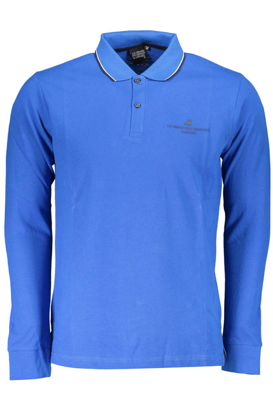 Blue Cotton Men Polo Shirt