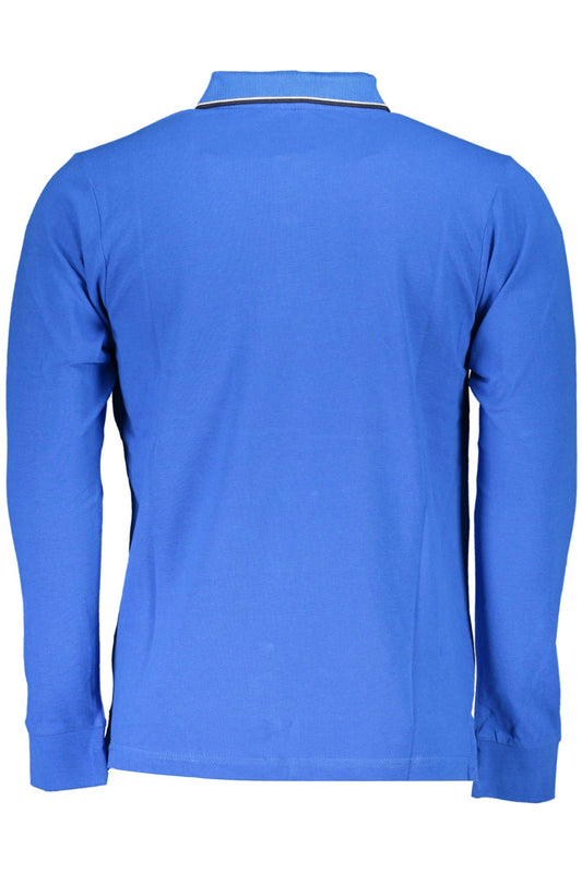 Blue Cotton Men Polo Shirt