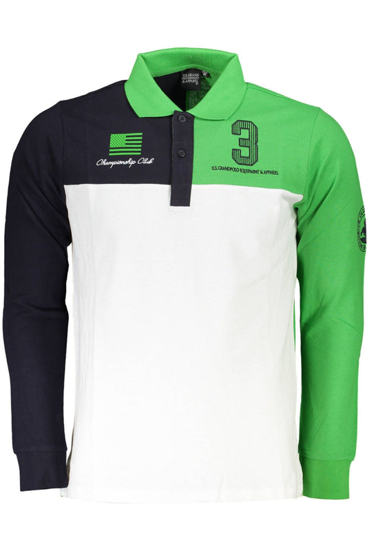 Green Cotton Men Polo Shirt
