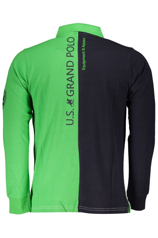 Green Cotton Men Polo Shirt