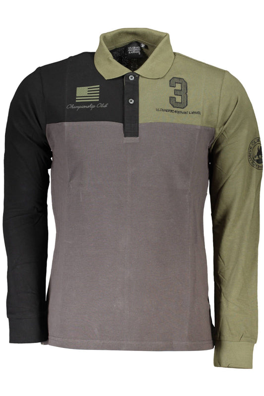 Gray Cotton Men Polo Shirt