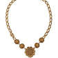 Gold Brass Crystal Purple Pink Pearl Pendants Necklace