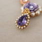 Gold Brass Crystal Purple Pink Pearl Pendants Necklace