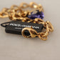 Gold Brass Crystal Purple Pink Pearl Pendants Necklace