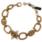 Gold White Lily Floral Chain Statement Necklace