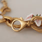 Gold White Lily Floral Chain Statement Necklace