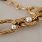 Gold White Lily Floral Chain Statement Necklace