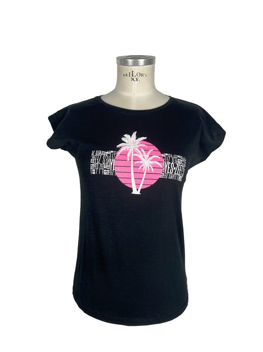 Black Cotton Women T-Shirt